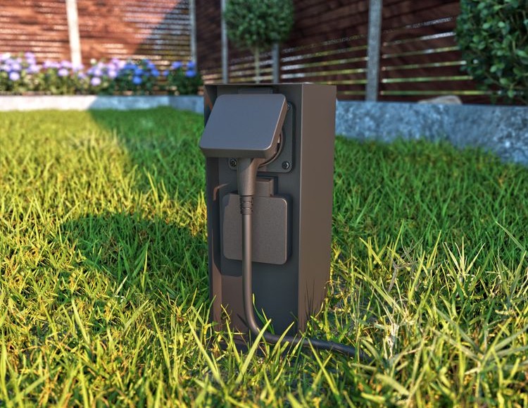 Steckdosensäule ZAVO mit 2 Steckdosen Outdoor IP44 Aluminium